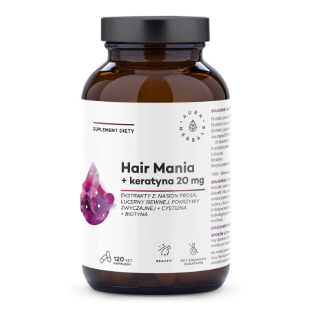 AURA HERBALS Hair Mania + Keratyna 20 mg (120 kaps.)