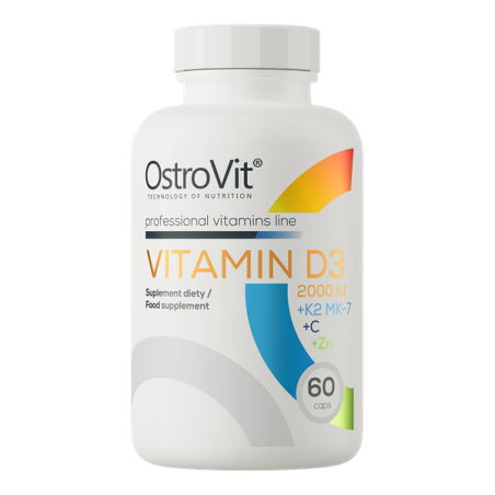 OSTROVIT Witamina D3 2000 IU + K2 MK-7 + C + Zn (60 kaps.)