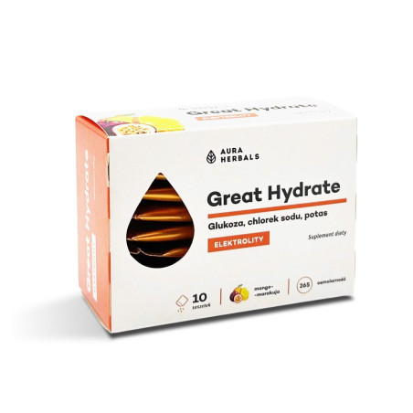 AURA HERBALS Great Hydrate - Elektrolity - smak mango-marakuja (10 szt.)