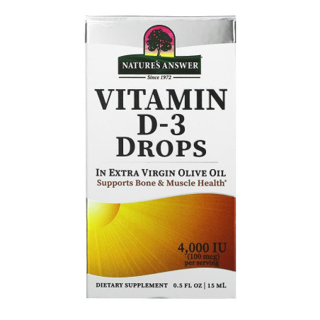 NATURE'S ANSWER Vitamin D-3 Drops 4000 IU - Witamina D3 (15 ml)