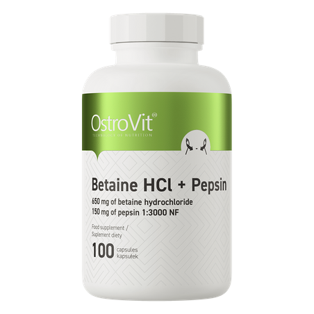 OSTROVIT Betaine HCl + Pepsin - Betaina HCL + Pepsyny (100 kaps.)
