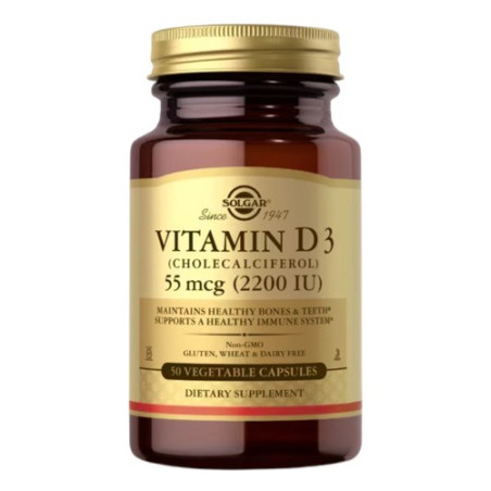 SOLGAR Vitamin D3 (Cholecalciferol) 55 mcg (2200 IU) (50 kaps.)