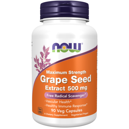 NOW FOODS Grape Seed Extract Maximum Strength 500 mg - Wyciąg z Nasion Winogron 500 mg (90 kaps.)