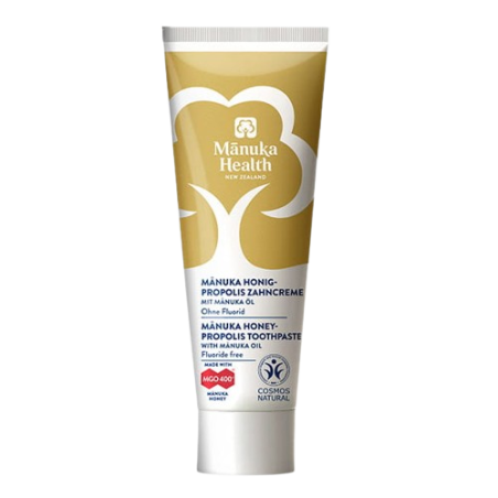 MANUKA HEALTH Pasta do zębów z Miodem Manuka MGO 400+ z Propolisem i Olejkiem Manuka, bez fluoru (75 ml)