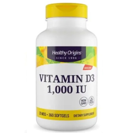 HEALTHY ORIGINS Vitamin D3 1000 IU - Witamina D (360 kaps.)