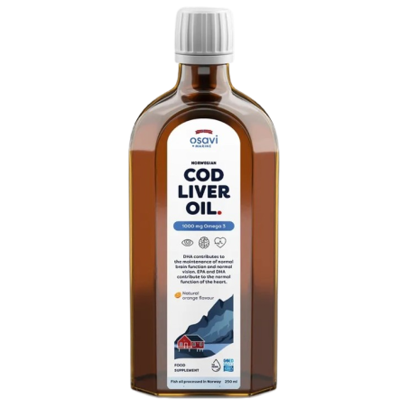 OSAVI Tran Norweski 1000 mg Omega 3, naturalny aromat pomarańczowy (250 ml)