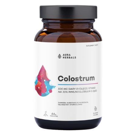 AURA HERBALS Colostrum 500 mg, słodka malina (66 g)