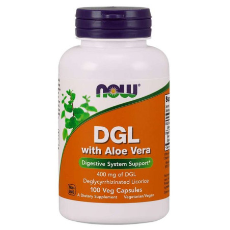 NOW FOODS DGL with Aloe Vera - Korzeń Lukrecji 400 mg + Aloe Vera (100 kaps.)