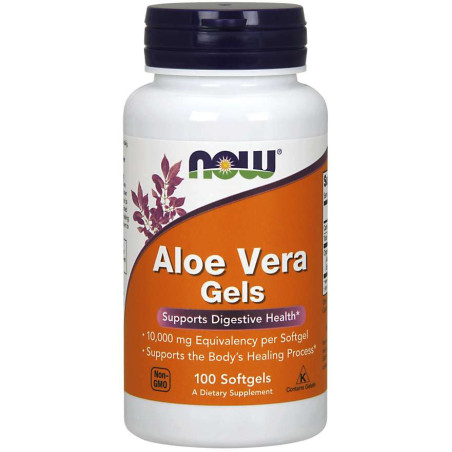 NOW FOODS Aloe Vera Gels - Aloes koncentrat z Liści Aloesu 200:1 (100 kaps.)