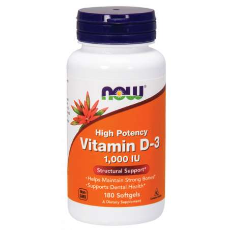 NOW FOODS Witamina D3 1000 IU (180 kaps.)