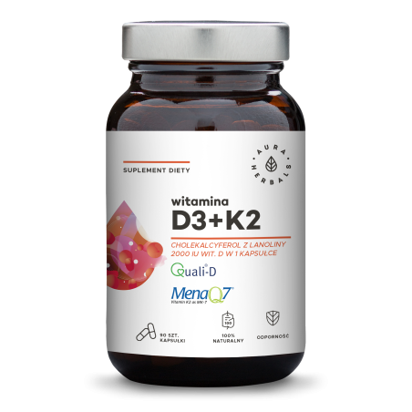 AURA HERBALS Witamina D3 2000 IU + K2 (90 kaps.)