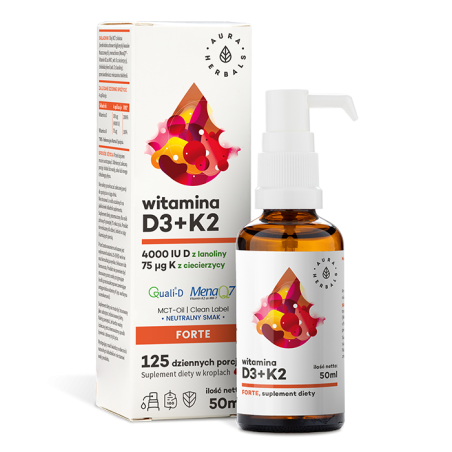 AURA HERBALS Witamina D3 + K2mk7 w oleju MCT (50 ml)
