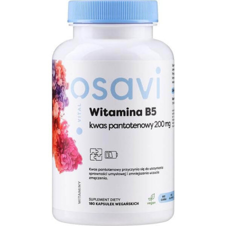 OSAVI Witamina B5 - Kwas pantotenowy 200 mg (180 kaps.)