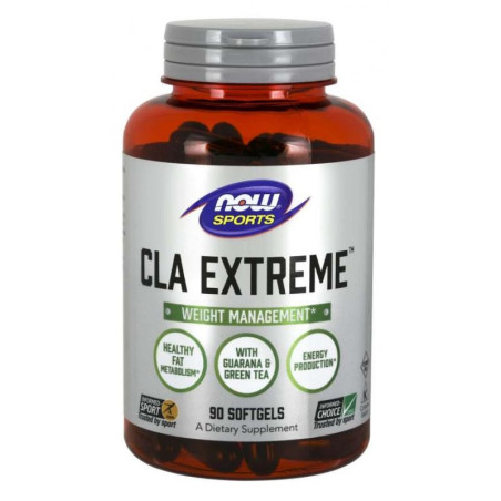 NOW FOODS CLA Extreme - Sprzężony Kwas Linolowy z oleju z Szafranu + Guarana + Zielona Herbata (90 kaps.)