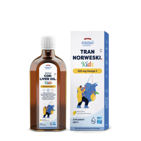 OSAVI Tran Norweski Kids 500 mg Omega 3 - smak cytrynowy (250 ml)