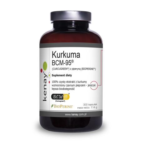KENAY Kurkuma BCM-95 (CURCUGREEN) z piperyną (BIOPERINE) (300 kaps.)