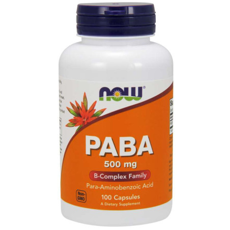 NOW FOODS PABA - Kwas Para-Aminobenzoesowy 500 mg (100 kaps.)