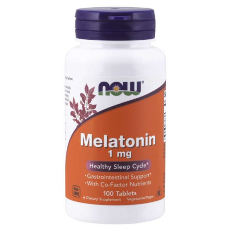 NOW FOODS Melatonina 1 mg + Niacyna + Magnez + Witamina B6 (100 tabl.)