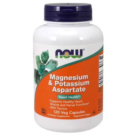 NOW FOODS Magnesium & Potassium Aspartate - Magnez, Tauryna i Potas (120 kaps.)