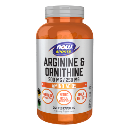 NOW FOODS Arginine 500 mg + Ornithine 250 mg (250 kaps.)