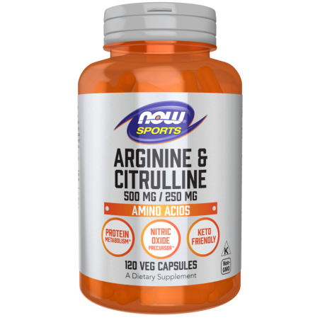 NOW FOODS L-Arginine 500 mg + L-Citrulline 250 mg (120 kaps.)