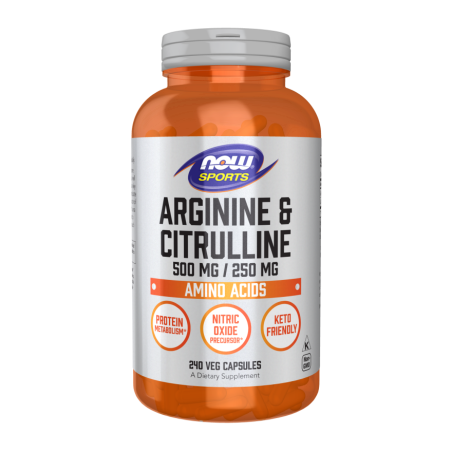 NOW FOODS L-Arginine 500 mg + L-Citrulline 250 mg (240 kaps.)