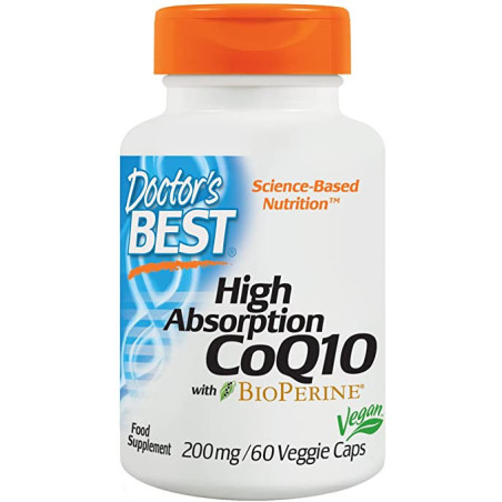 DOCTOR'S BEST Koenzym Q10 200 mg i Piperyna BioPerine - Vegan (60 kaps.)