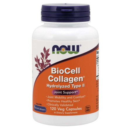 NOW FOODS BioCell Collagen - Hydrolizowany Kolagen typu II + Chondroityna + Kwas hialuronowy (120 kaps.)