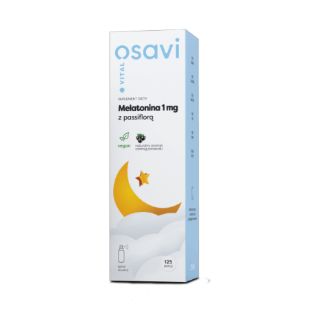 OSAVI Melatonina 1 mg z passiflorą - smak czarnej porzeczki (25 ml)