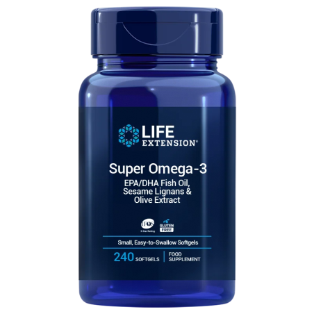 LIFE EXTENSION Super Omega-3 EPA/DHA z Lignanami Sezamowymi i Ekstraktem z Oliwek EU (240 kaps.)