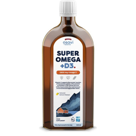 OSAVI Super Omega +D3, 2900 mg - smak cytrynowy (500 ml)