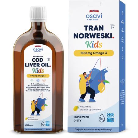 OSAVI Tran Norweski Kids 500 mg Omega 3 - smak cytrynowy (500 ml)