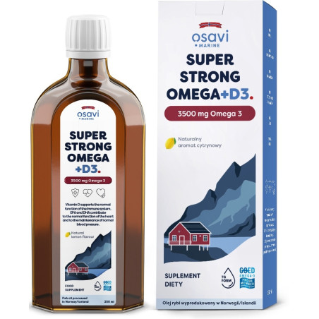 OSAVI Super Strong Omega +D3, 3500 mg - smak cytrynowy (250 ml)