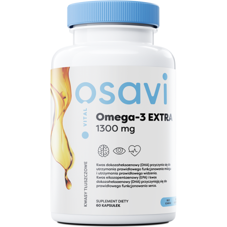OSAVI Omega-3 Extra, 650 mg - smak cytrynowy (60 kaps.)