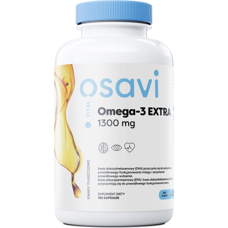 OSAVI Omega-3 Extra, 650 mg - smak cytrynowy (180 kaps.)