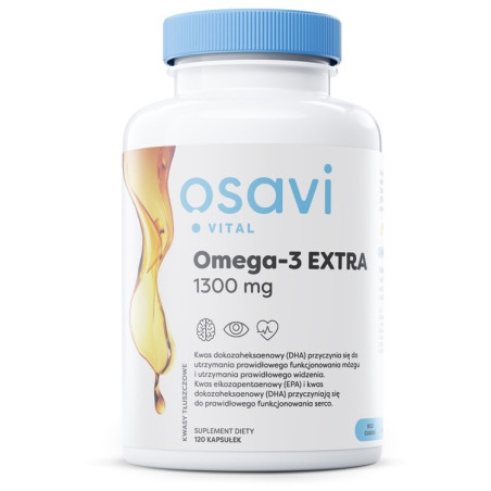 OSAVI Omega-3 Extra, 650 mg - smak cytrynowy (120 kaps.)