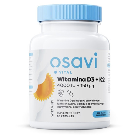 OSAVI Witamina D3 + K2, 4000 IU + 150 mcg (60 kaps.)