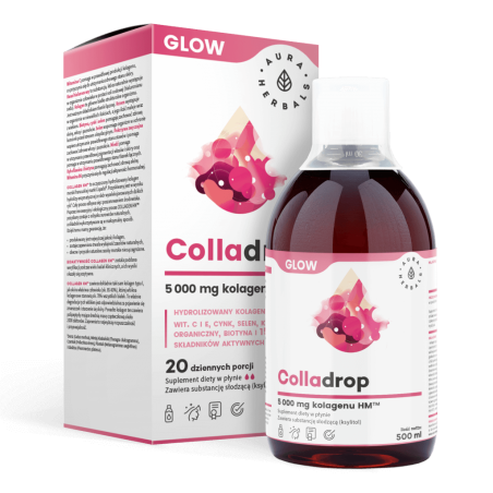 AURA HERBALS Colladrop Glow - Kolagen HM 5000 mg w płynie (500 ml)