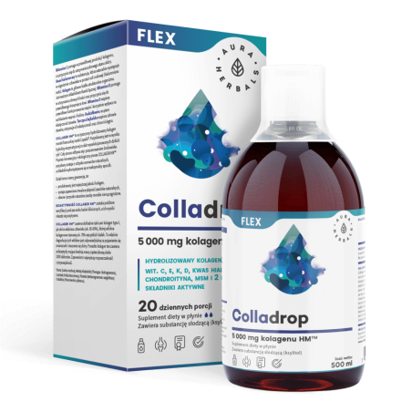 AURA HERBALS Colladrop Flex - Kolagen HM 5 000 mg w płynie (500 ml)