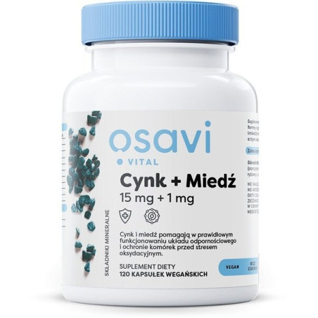 OSAVI Cynk 15 mg + Miedź 1 mg (120 kaps.)