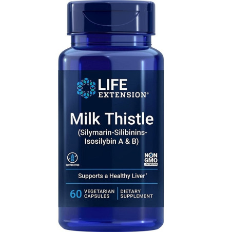 LIFE EXTENSION Milk Thistle (Silymarin-Silibinins-Isosilybin A & B) - Ostropest Plamisty (60 kaps.)
