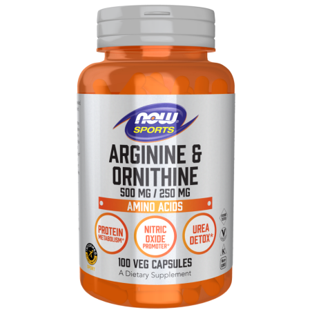 NOW FOODS Arginine 500 mg + Ornithine 250 mg (100 kaps.)