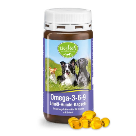 TIERLIEB Omega 3-6-9 z olejem lnianym dla psów (180 kaps.)