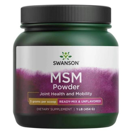 SWANSON Siarka MSM - Metylosulfonylometan w proszku (454 g)